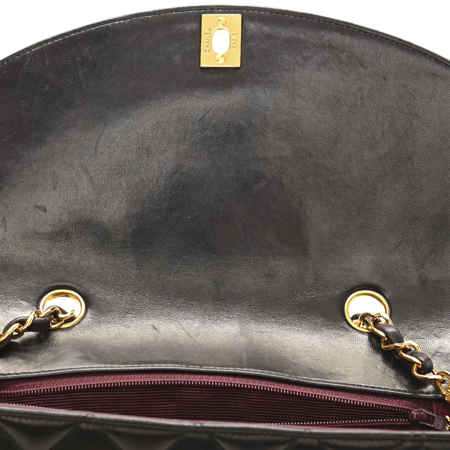 Lambskin Quilted Small Single Flap Brown