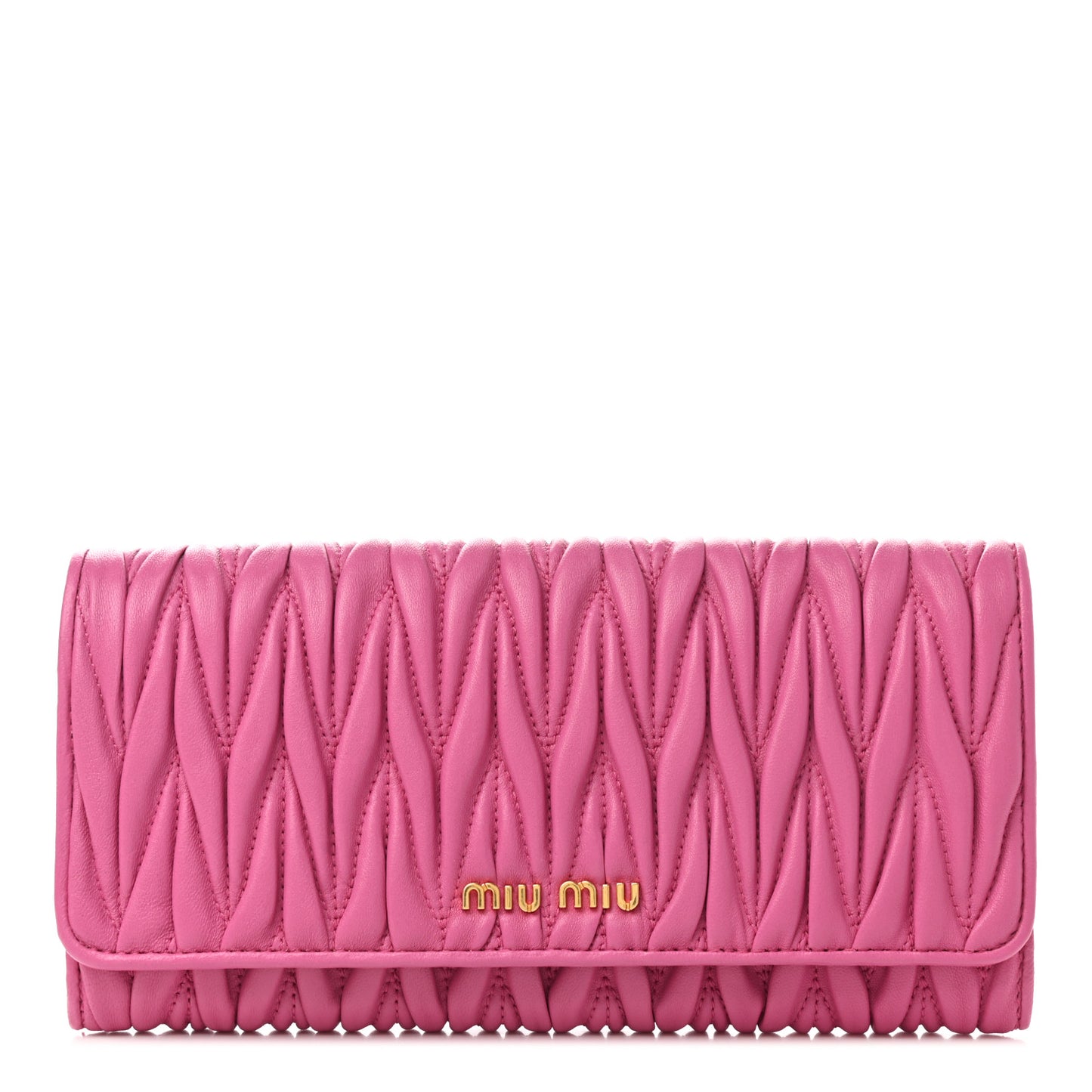 Nappa Matelasse Flap Wallet Fuxia