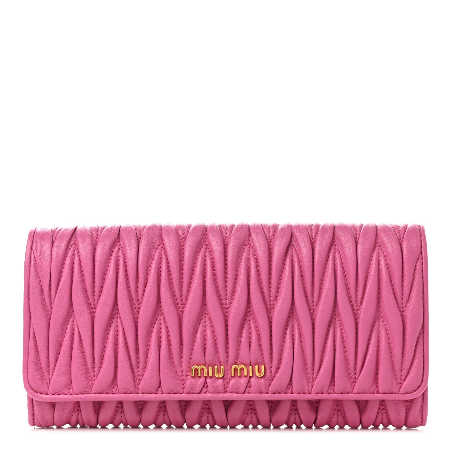 Miu Miu Nappa Matelasse Flap Wallet Fuxia 1 of 7