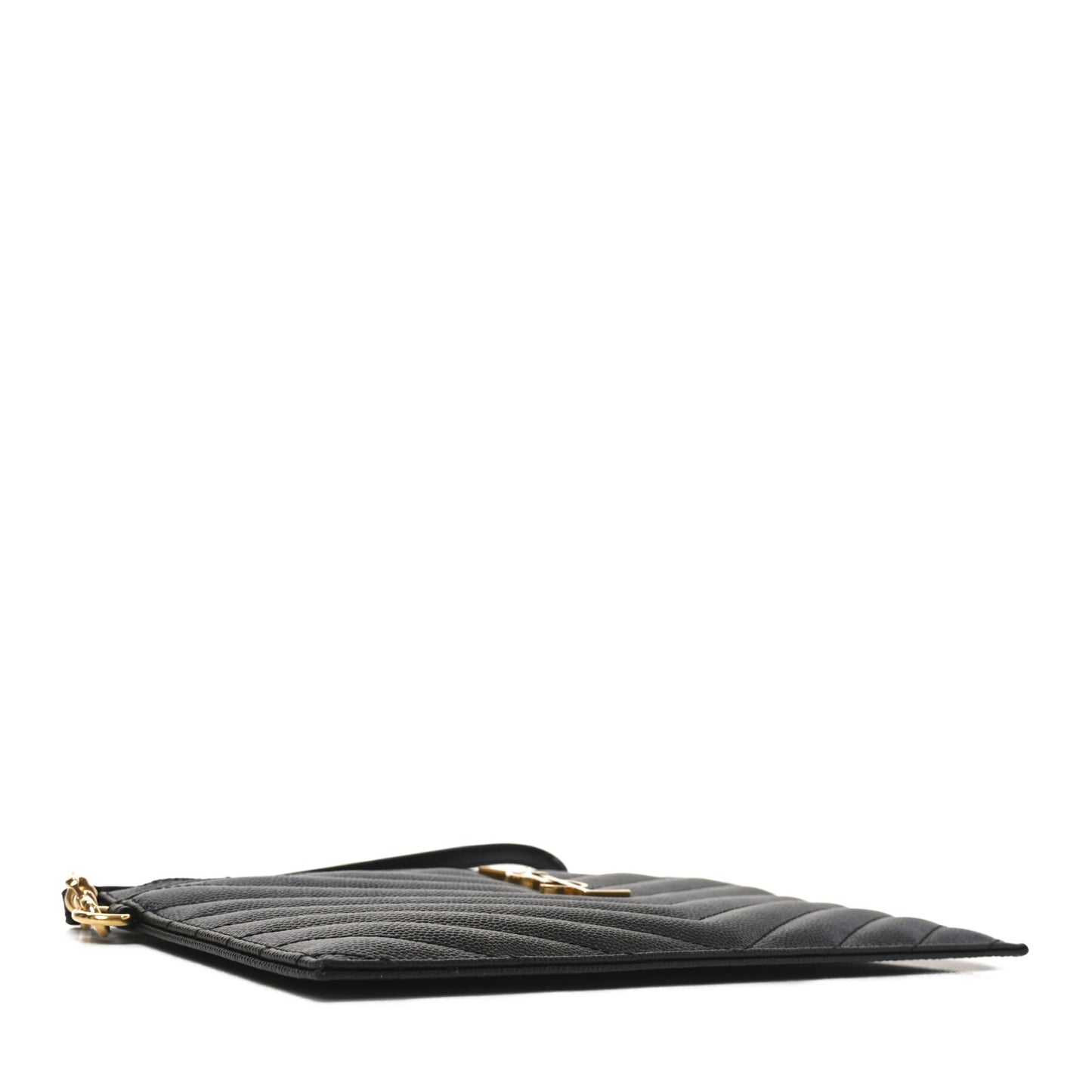 Grain De Poudre Chevron Monogram Large Bill Pouch Black