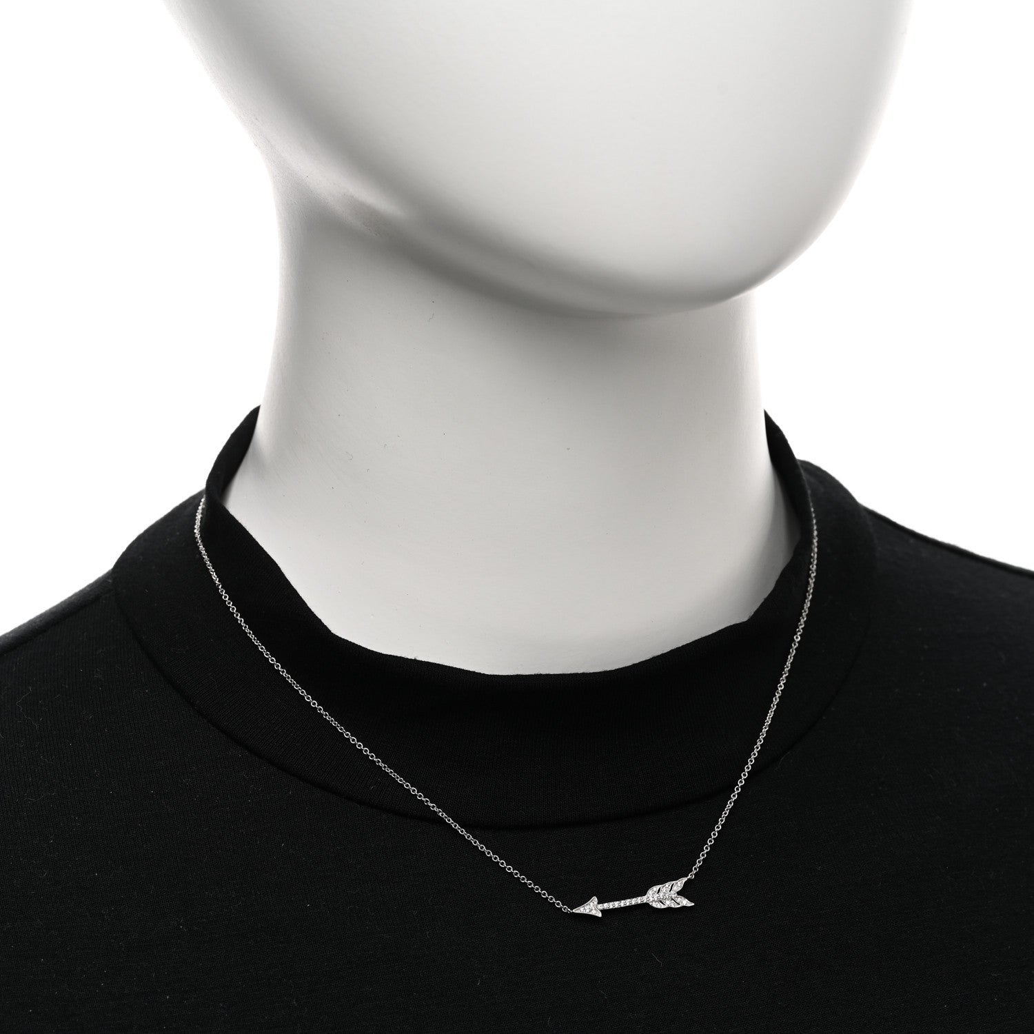 Tiffany Platinum Diamond Arrow Pendant Necklace 2 of 5