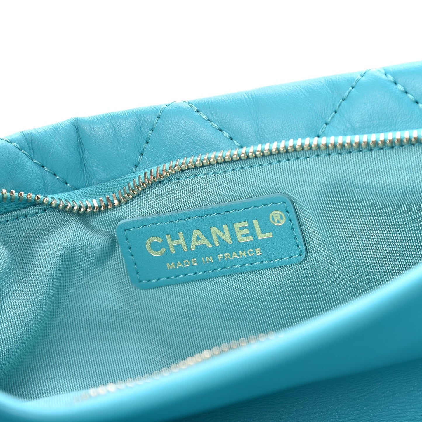 Calfskin Quilted Fold Over Clutch Turquoise
