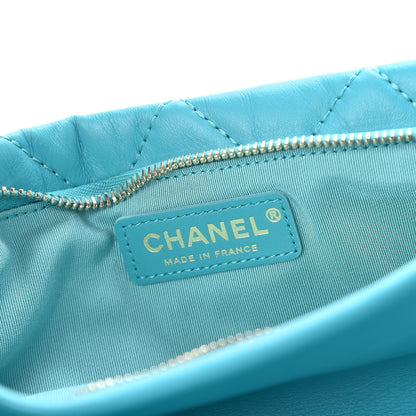 Chanel Calfskin Quilted Fold Over Clutch Turquoise 7 of 10
