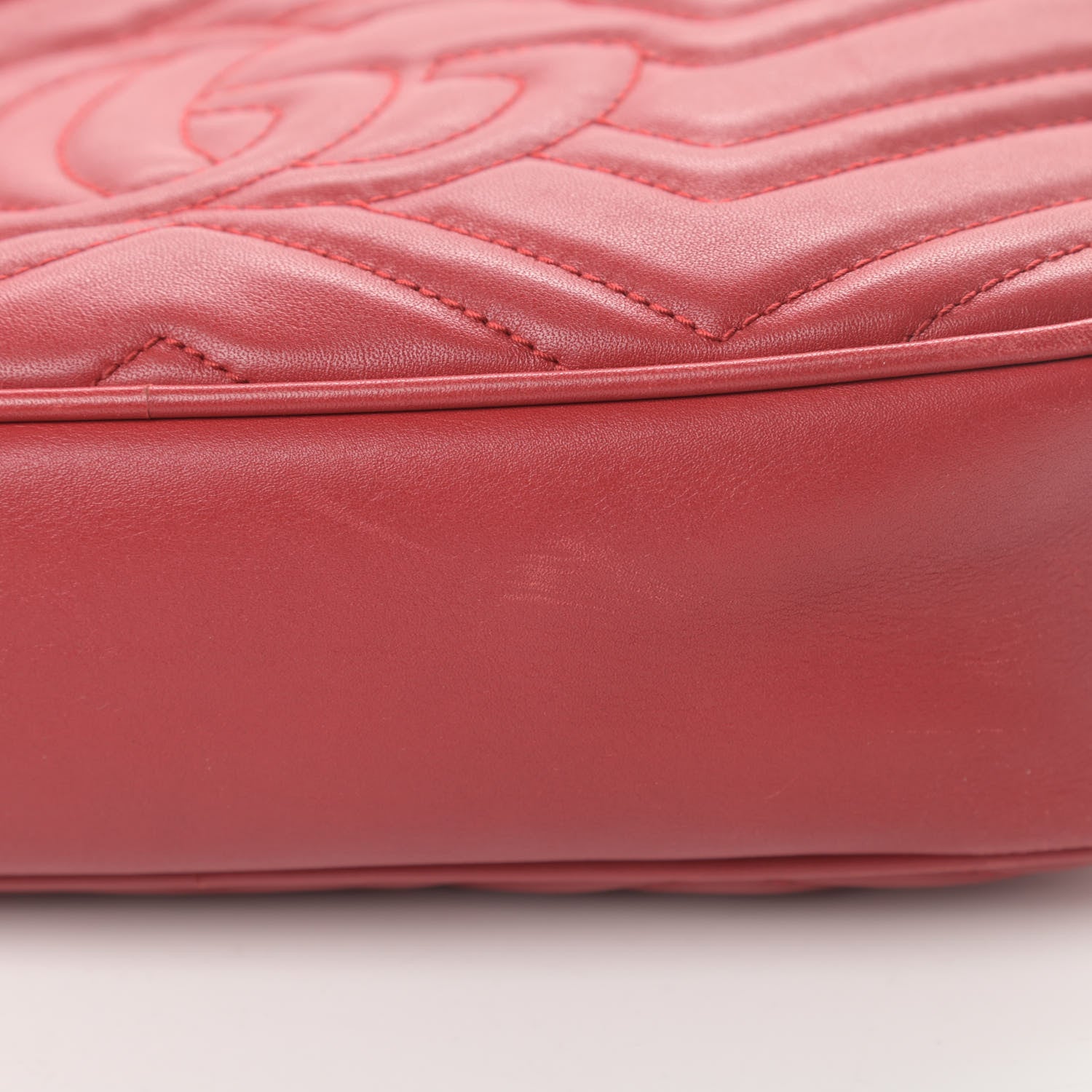 Gucci Calfskin Matelasse Small GG Marmont Chain Shoulder Bag Hibiscus Red 13 of 16
