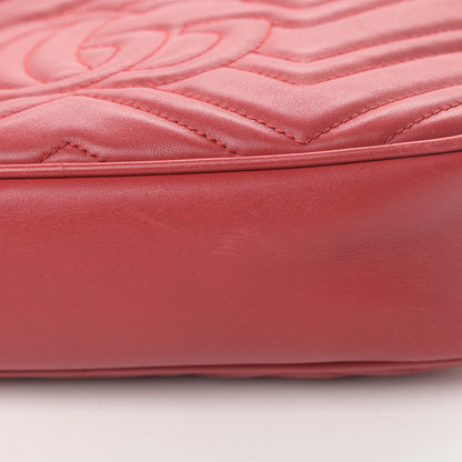 Gucci Calfskin Matelasse Small GG Marmont Chain Shoulder Bag Hibiscus Red 13 of 16