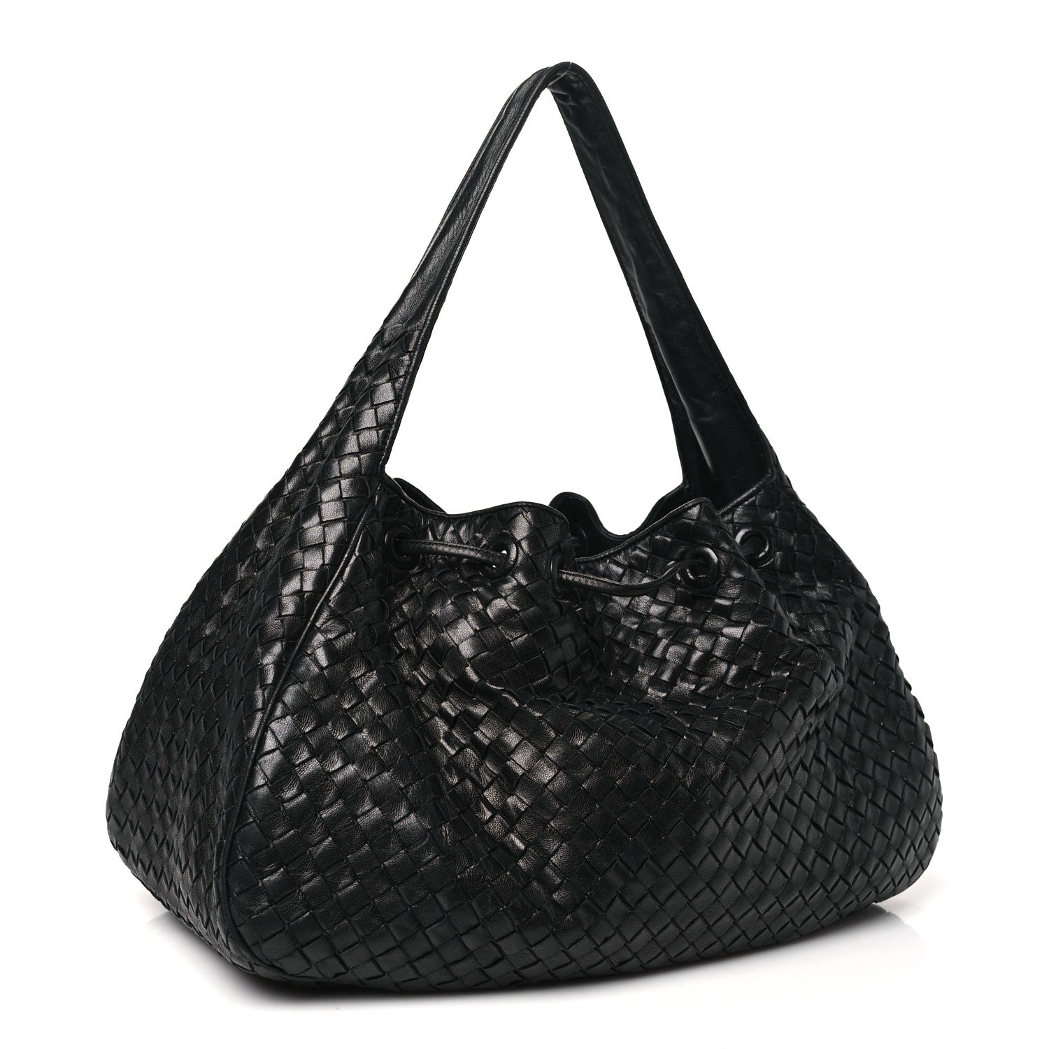 Bottega Veneta Nappa Intrecciato Drawstring Hobo Bag Black 3 of 13
