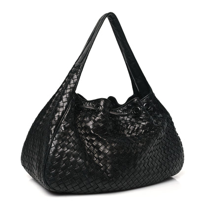Bottega Veneta Nappa Intrecciato Drawstring Hobo Bag Black 3 of 13