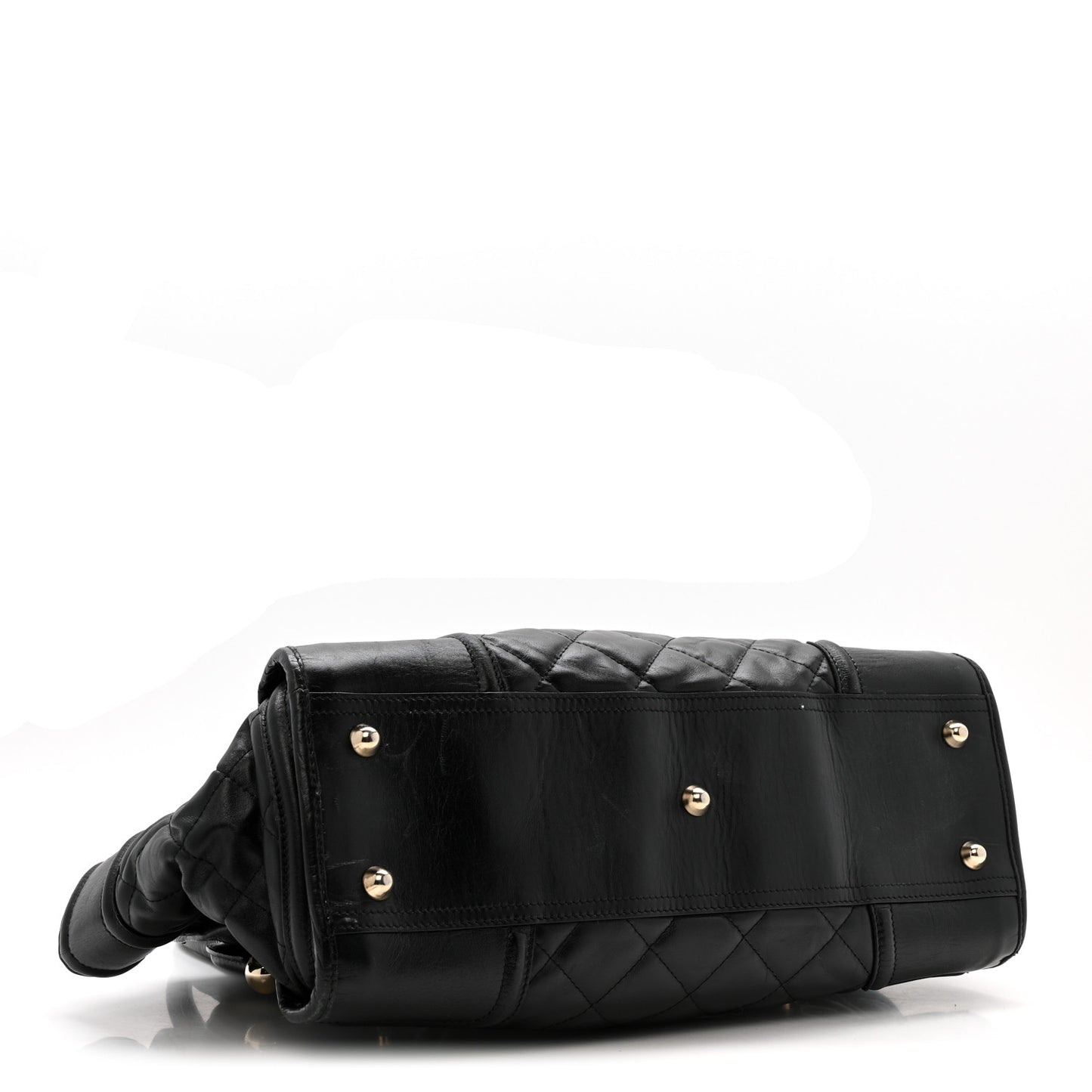 Calfskin Quilted Large Manor Tote Black