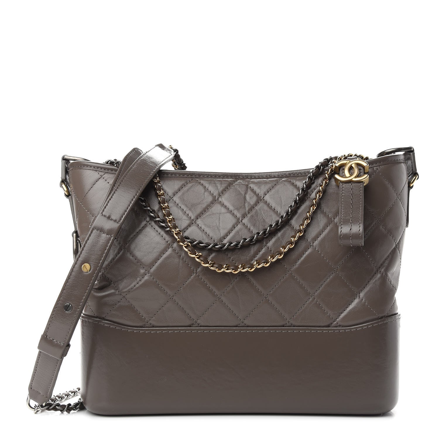 Chanel Aged Calfskin Quilted Medium Gabrielle Hobo Grey 1 of 9