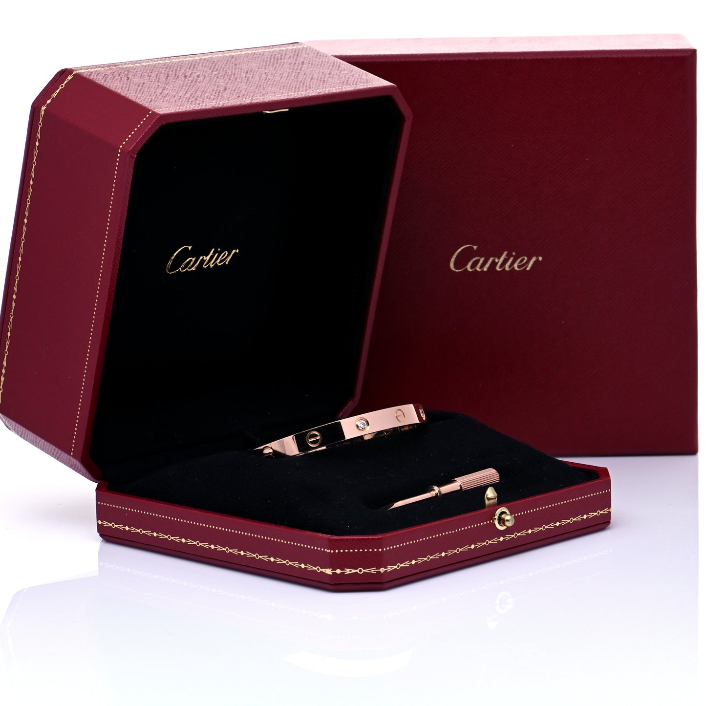 18K Pink Gold 4 Diamond LOVE Bracelet 18