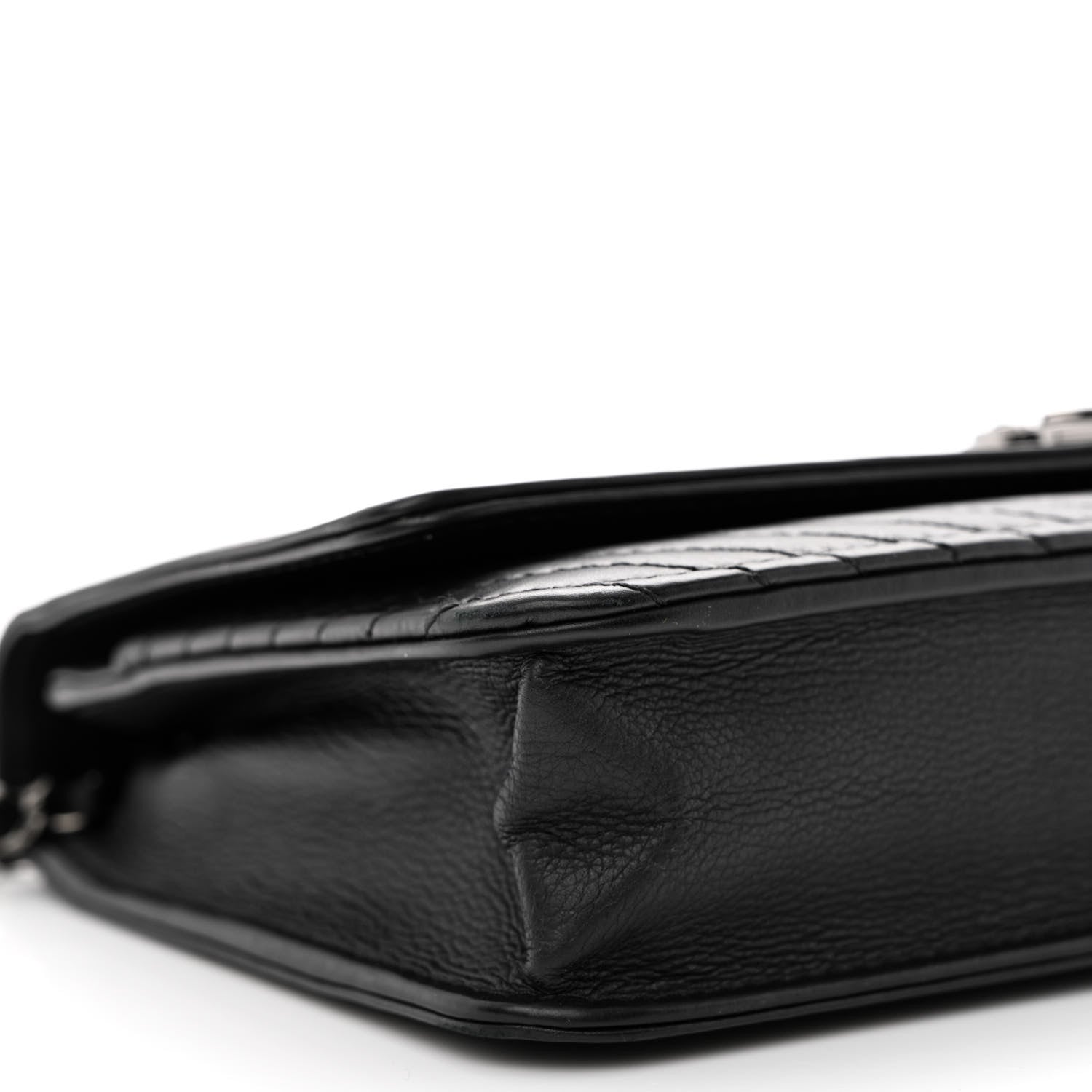 Chanel Calfskin Chevron Quilted Boy Wallet On Chain WOC Black 10 of 15