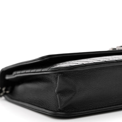 Chanel Calfskin Chevron Quilted Boy Wallet On Chain WOC Black 10 of 15