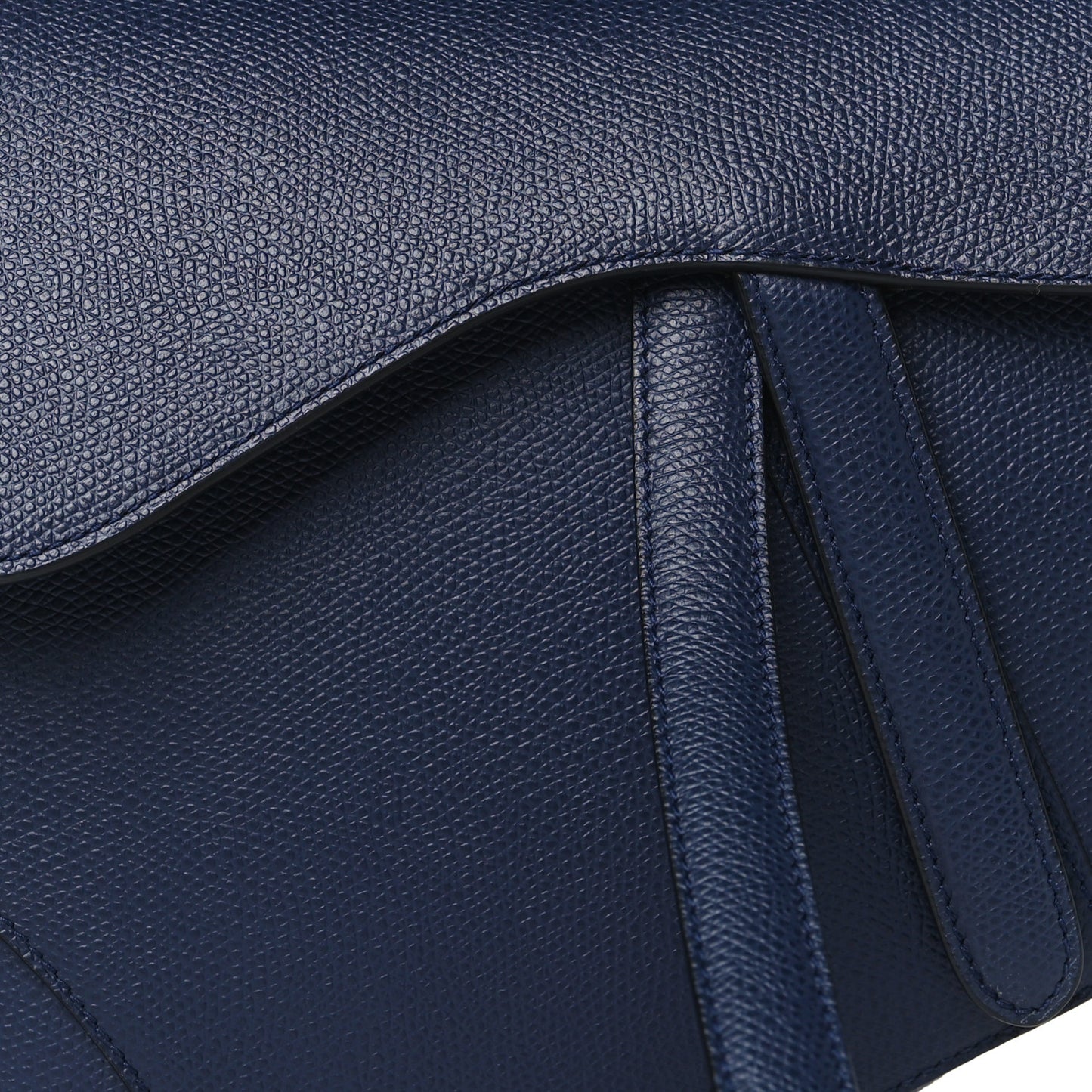 CHRISTIAN DIOR Grained Calfskin Saddle Bag Indigo Blue