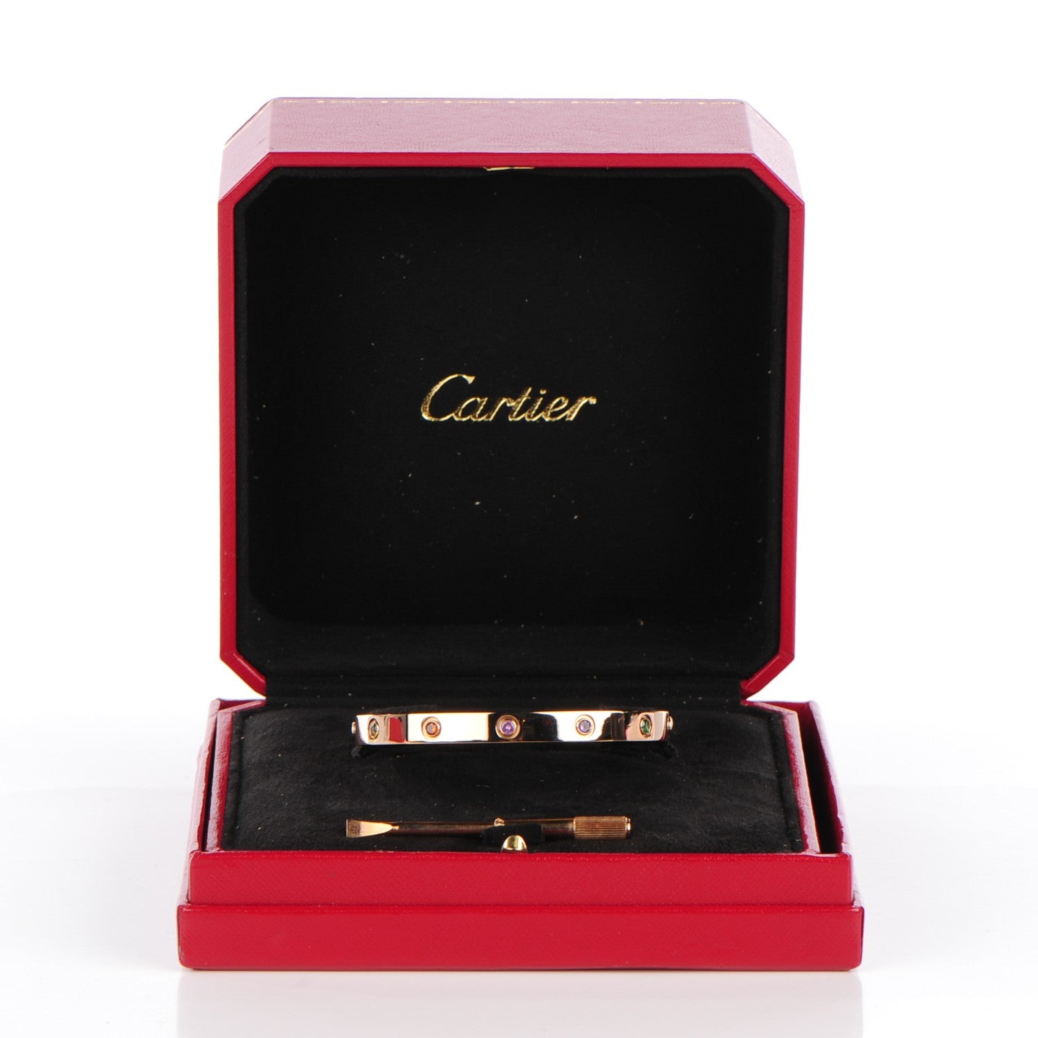 Cartier 18K Pink Gold Sapphire Garnet Amethyst LOVE Bracelet 18 7 of 7