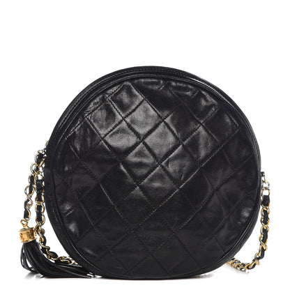 Chanel Lambskin Quilted Round Tassel Crossbody Bag Black 1 of 8