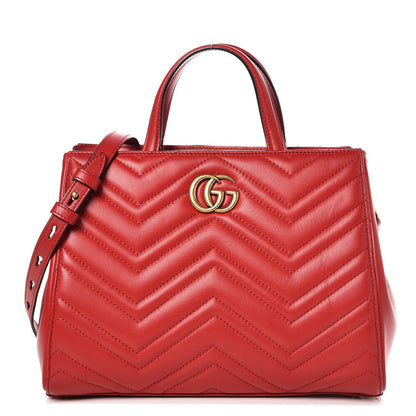 Gucci Calfskin Matelasse Small GG Marmont Tote Hibiscus Red 1 of 7