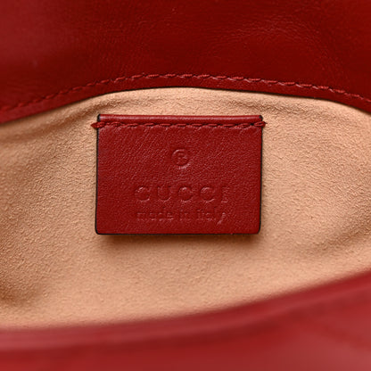 Gucci Calfskin Matelasse Super Mini GG Marmont Shoulder Bag Hibiscus Red 6 of 10