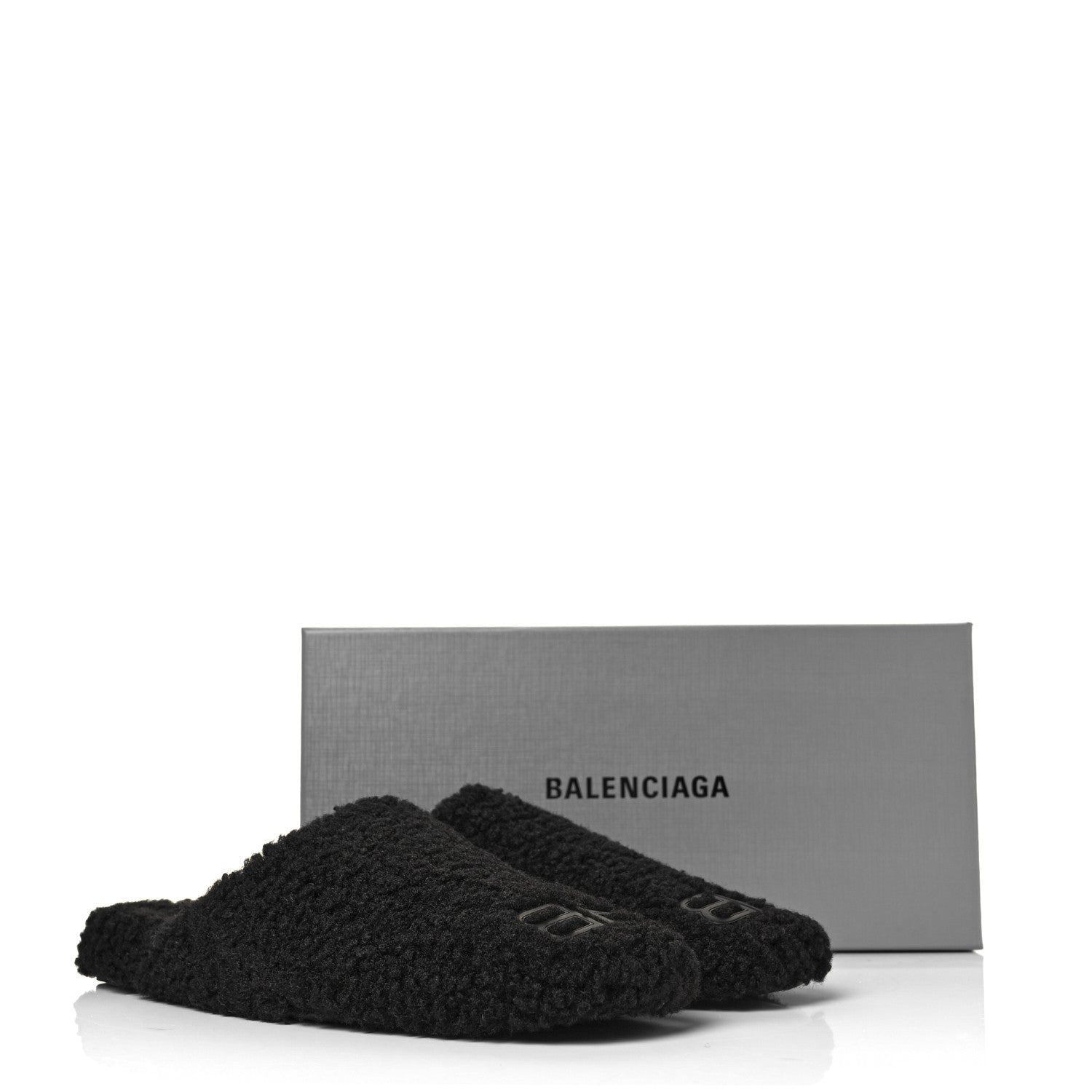 Balenciaga Faux Shearling Cosy BB Mules 39.5 Black 8 of 8