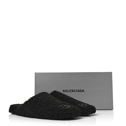 Balenciaga Faux Shearling Cosy BB Mules 39.5 Black 8 of 8