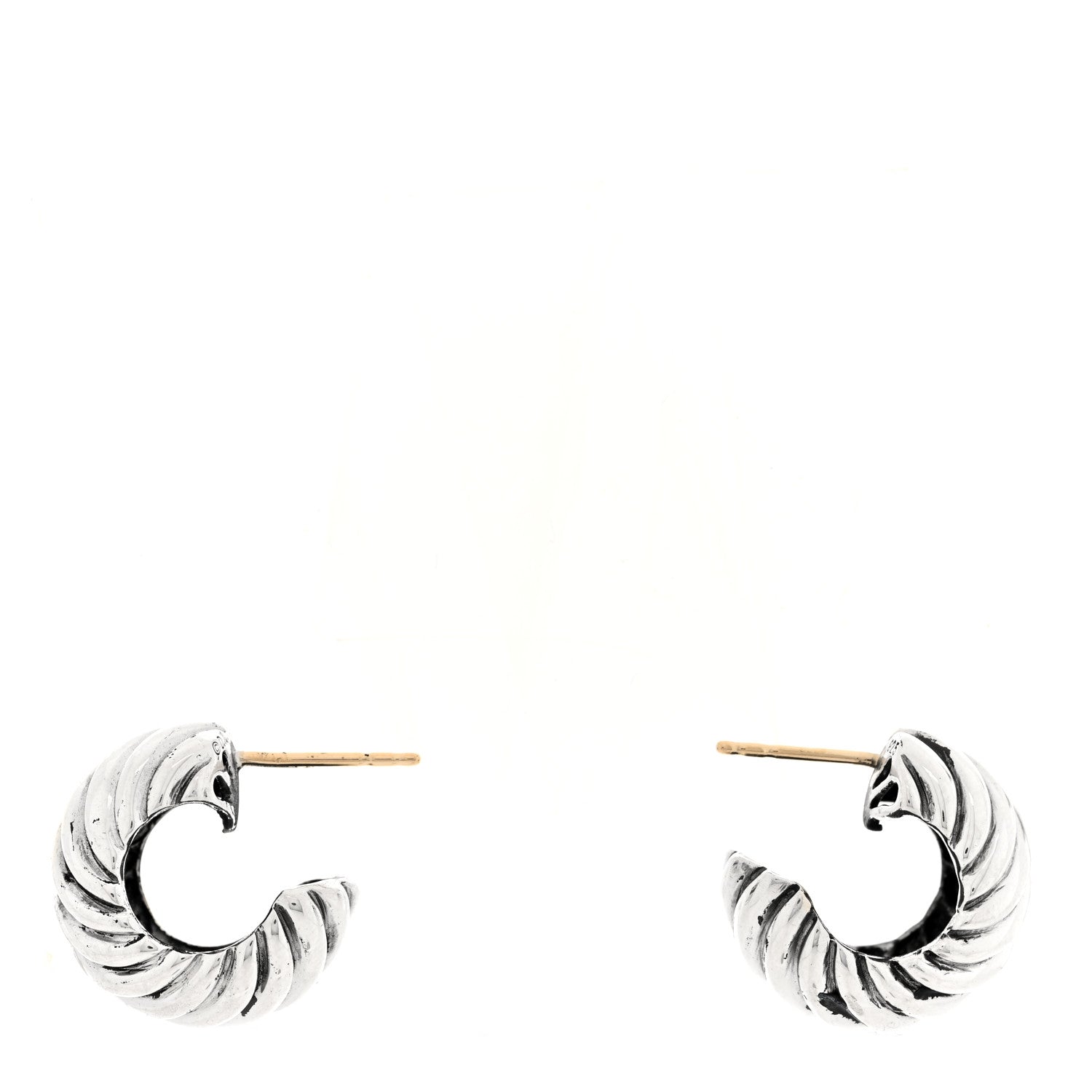 David Yurman Sterling Silver 11mm Sculpted Cable Shrimp Earrings 3 of 4