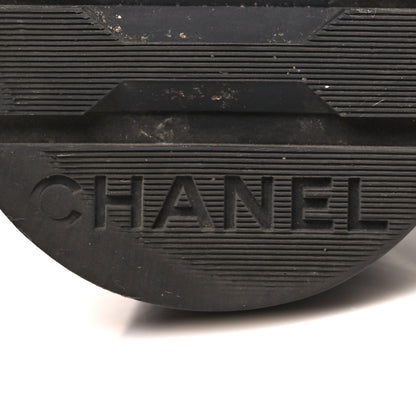 Chanel Shiny Lambskin Quilted Lace Up Combat Boots 39.5 Grey Black 7 of 10