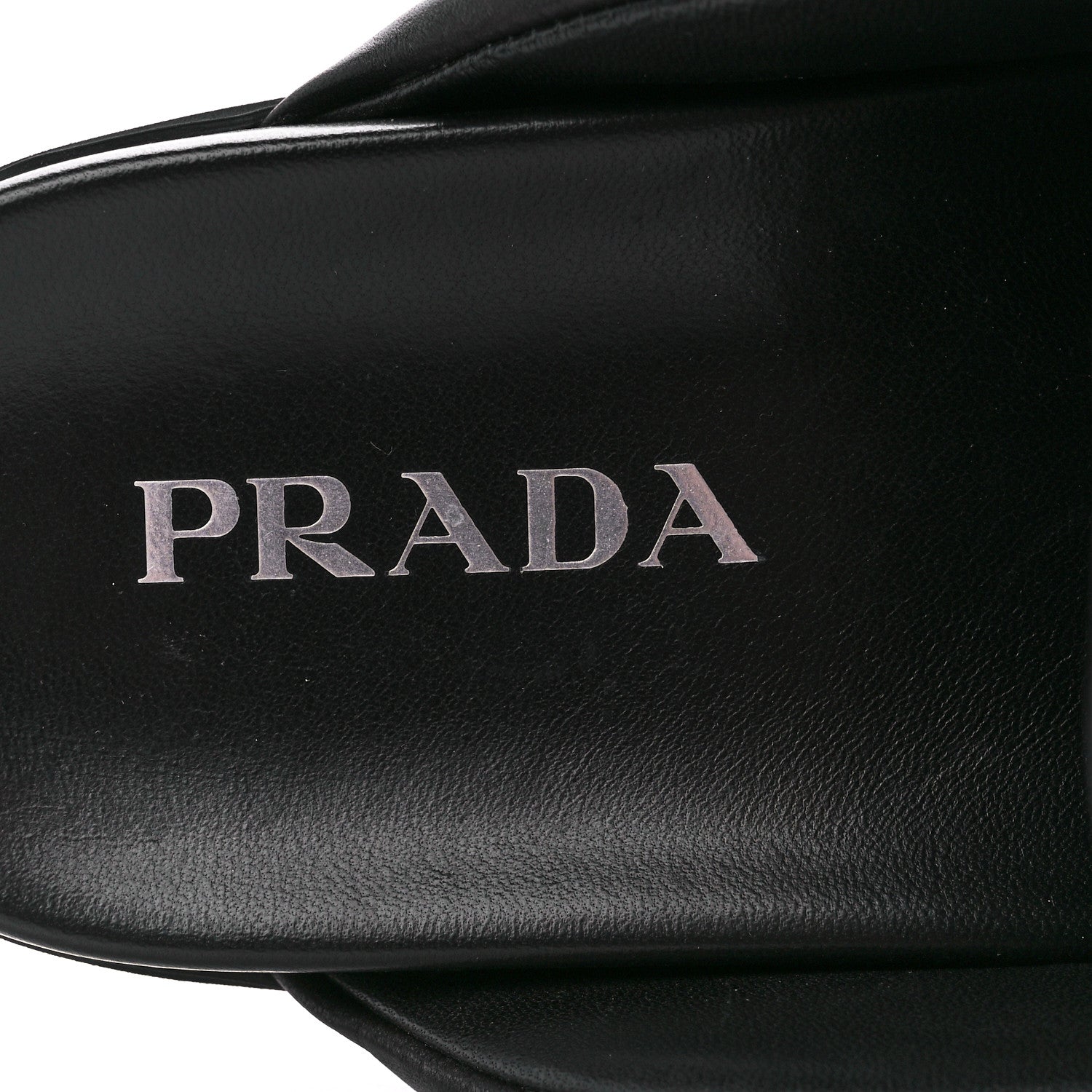 Prada Nappa Soft Padded Metal Triangle Logo Lug Sole 20mm Mules 38 Black 7 of 9