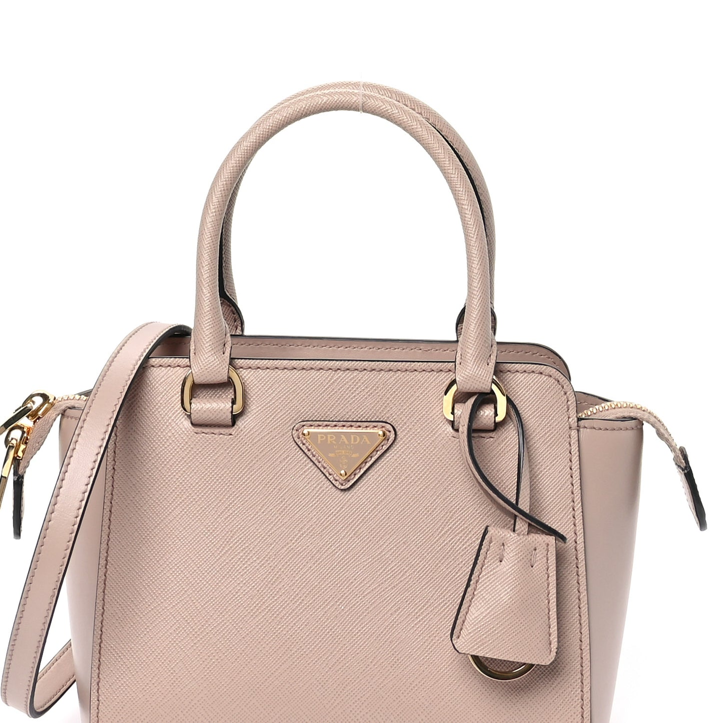Saffiano Soft Calfskin Mini Zippered Tote Cipria