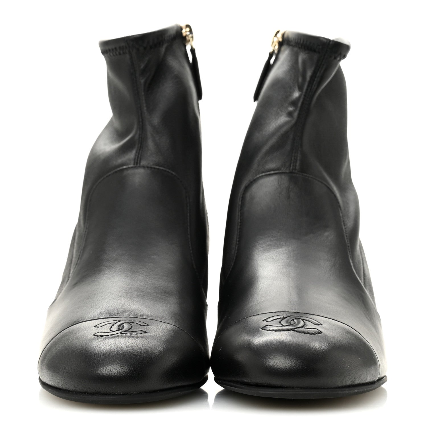 Chanel Stretch Lambskin Cap Toe CC Uniform Short Boots 40 Black 3 of 9
