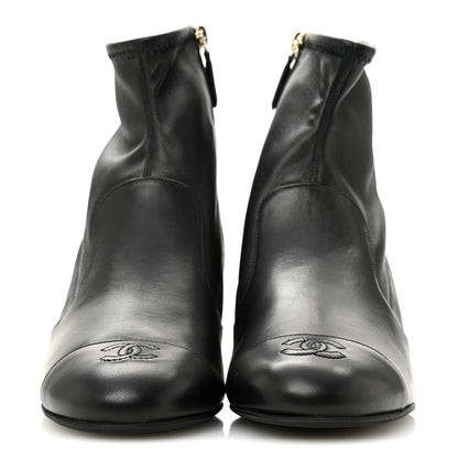 Chanel Stretch Lambskin Cap Toe CC Uniform Short Boots 40 Black 3 of 9