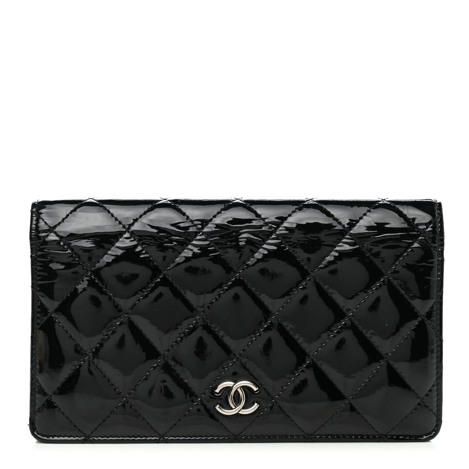 Chanel Patent Quilted Flap Wallet Black 1 of 12