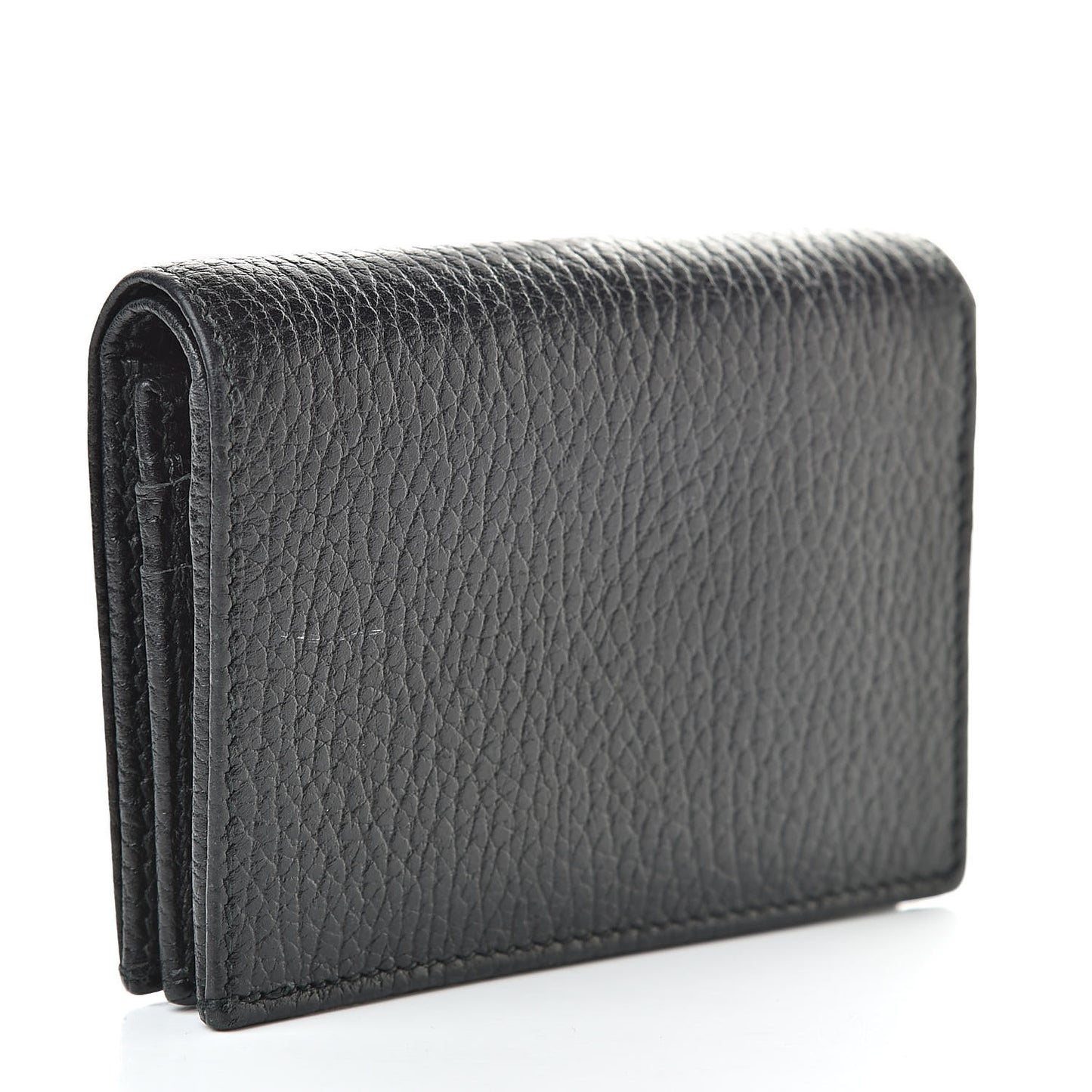 Pebbled Calfskin GG Marmont Card Case Black