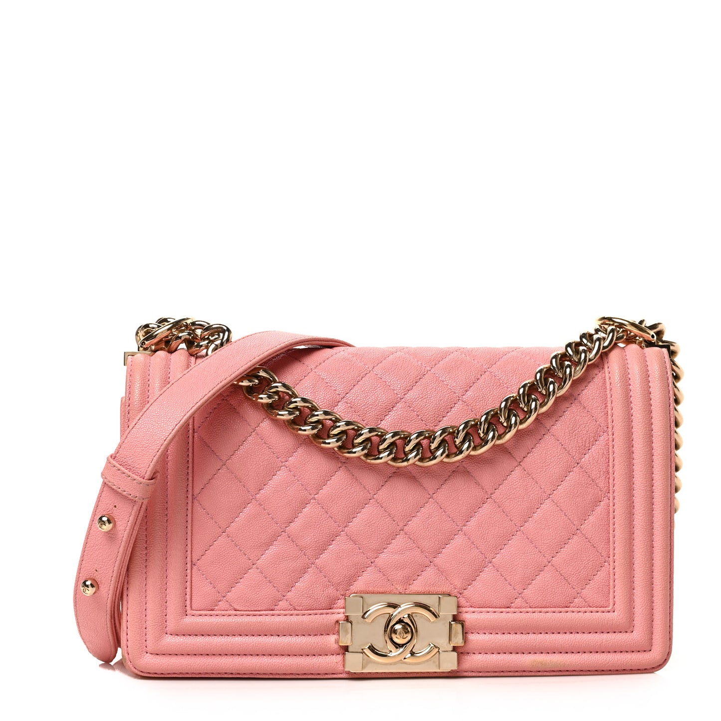 Caviar Quilted Medium Boy Flap Pink