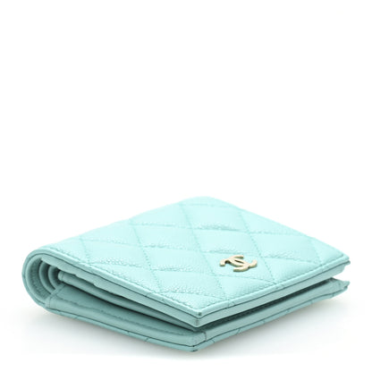 Chanel Caviar Quilted Compact Bifold Wallet Light Blue 4 of 11