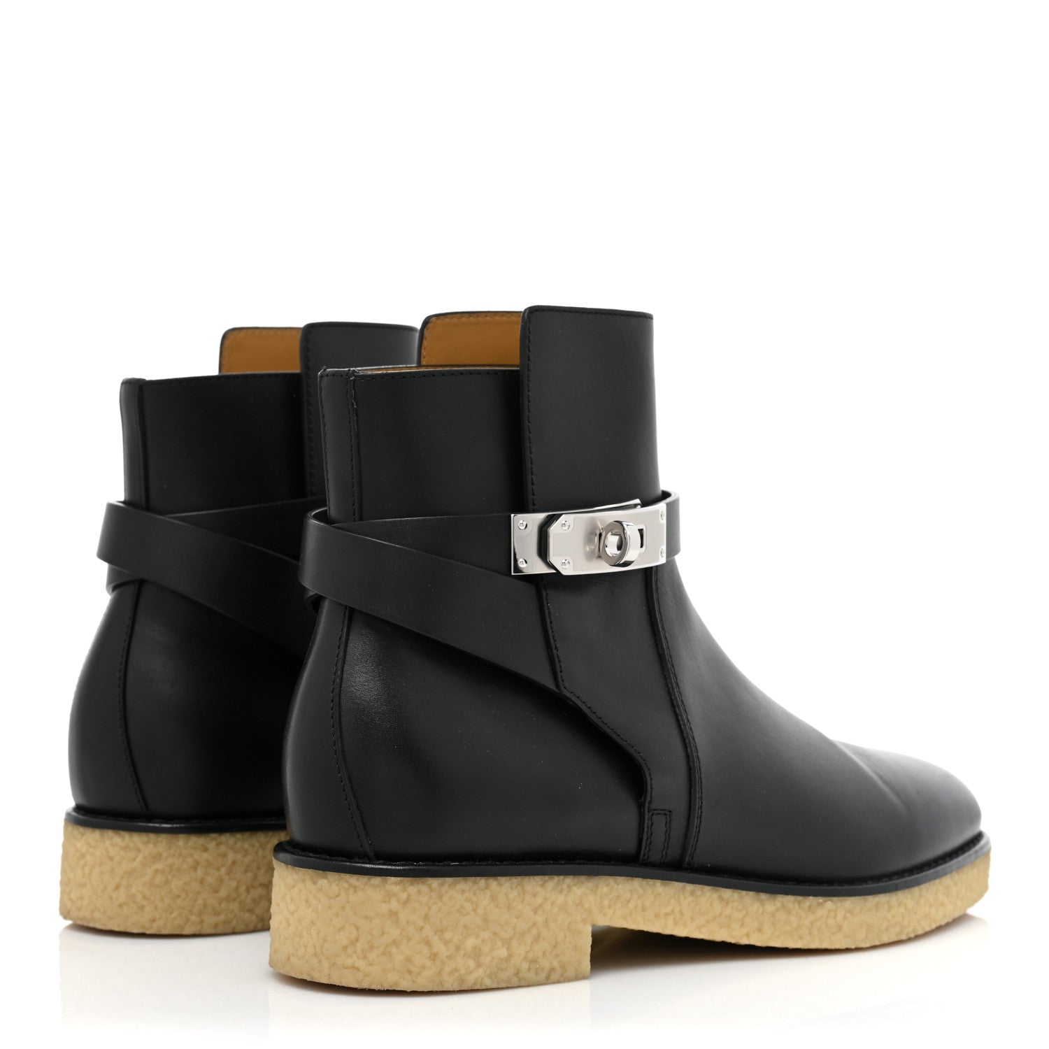 Hermes Calfskin Follow Ankle Boots 37.5 Black 4 of 11