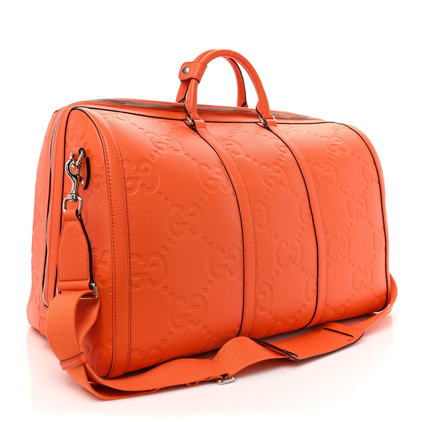 Piuma Calfskin Jumbo GG Embossed Large Duffle Bag Good Orange