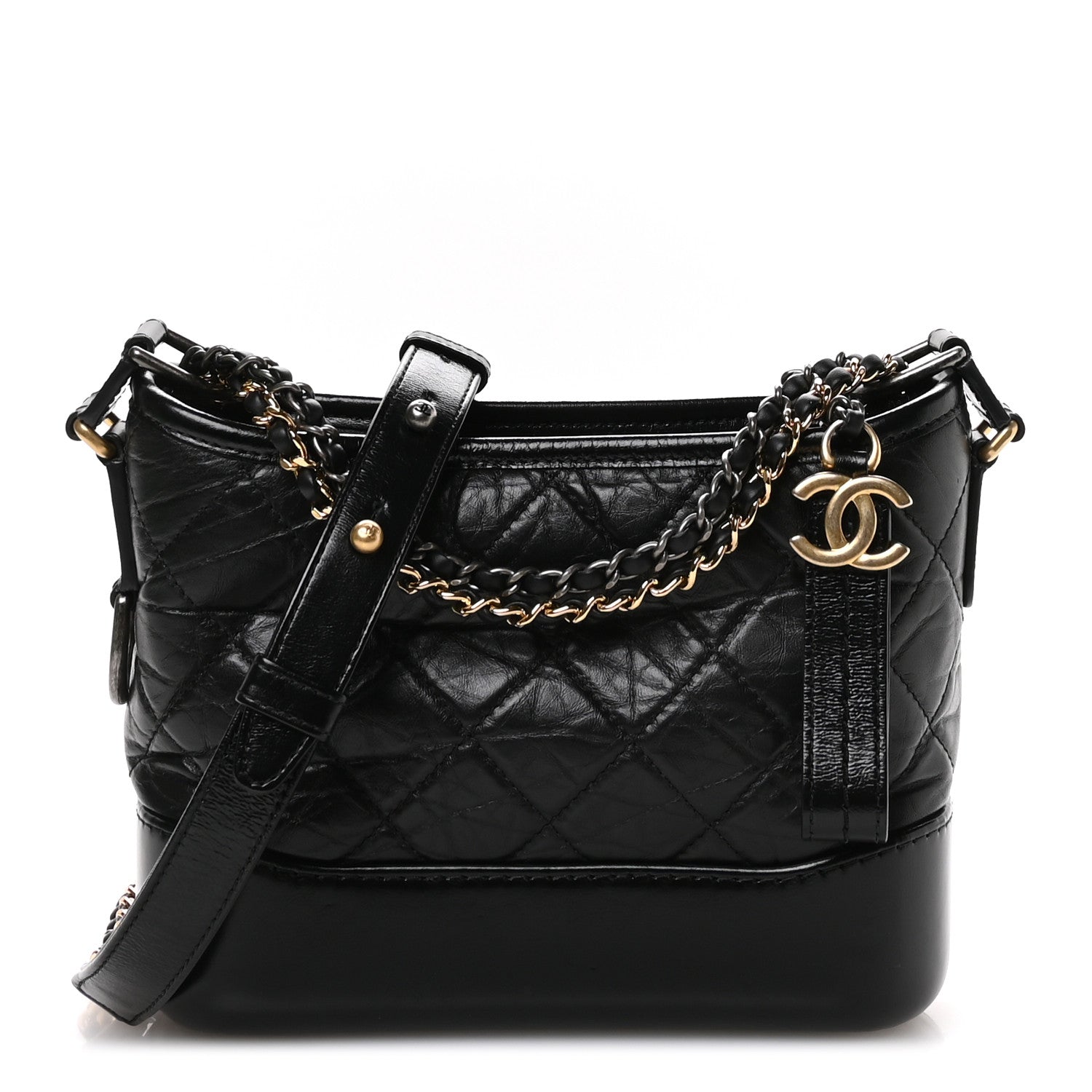 Chanel Aged Calfskin Quilted Small Gabrielle Hobo Black 1 of 10