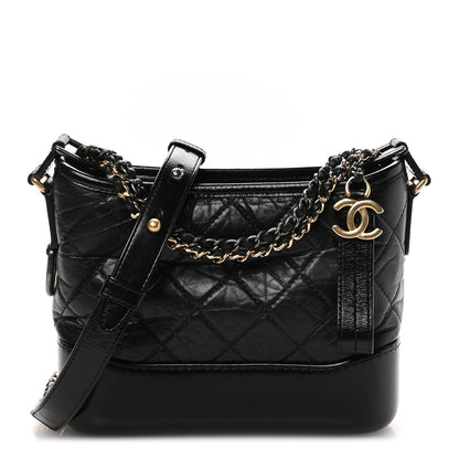 Chanel Aged Calfskin Quilted Small Gabrielle Hobo Black 1 of 10