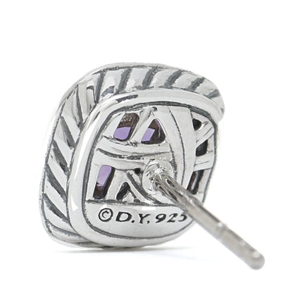 David Yurman Sterling Silver Diamond Amethyst 5mm Petite Albion Earrings 5 of 5