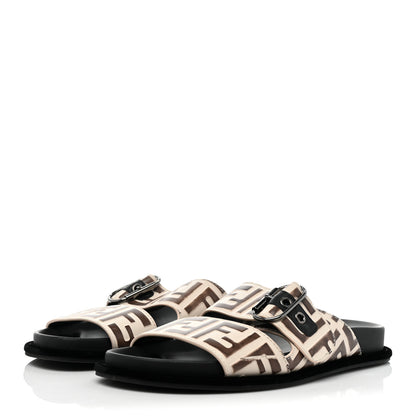 Fendi Calfskin FF Embossed Slide Sandals 37 Camelia Moresco 3 of 11
