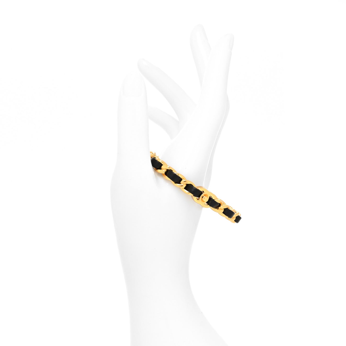 Lambskin CC Turnlock Chain Bracelet Black