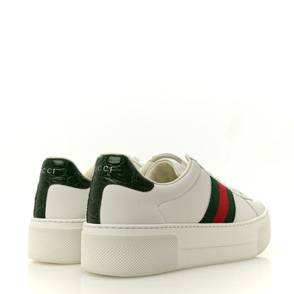 Gucci Ultralight Plume Calfskin Web Womens Ace Platform Sneakers 39.5 White 5 of 10