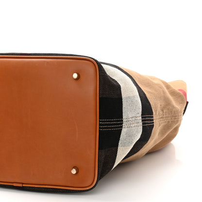 Burberry Canvas Mega Check Medium Ashby Hobo Saddle Brown 9 of 10