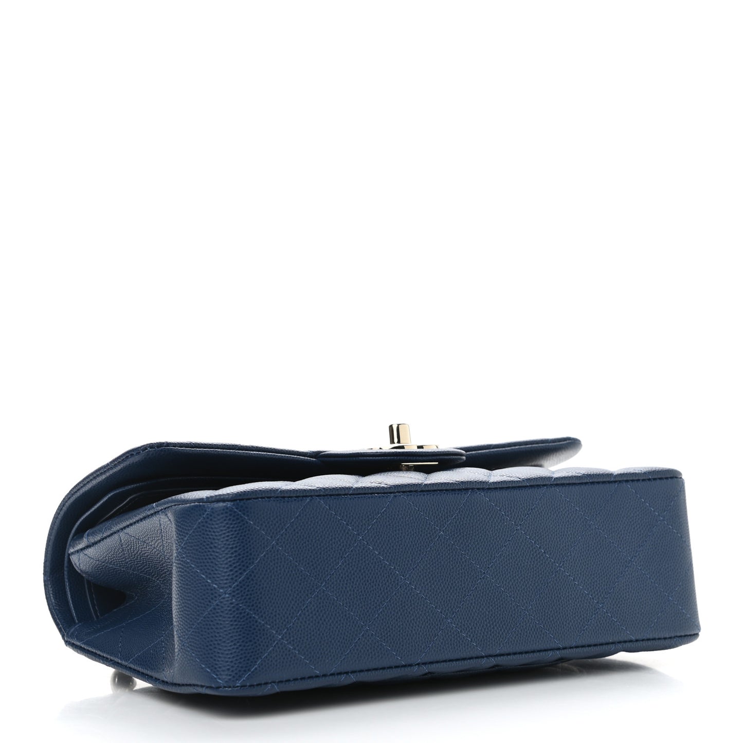 Caviar Quilted Small Double Flap Dark Blue