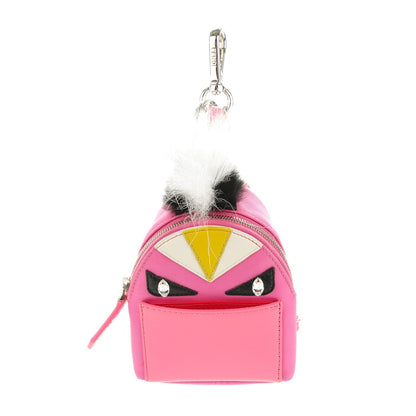 Fendi Nylon Shiny Nappa Nutria Fox Fur Monster Eyes Mini Backpack Charm Lollypop Rosa Fluo Multicolor 1 of 8