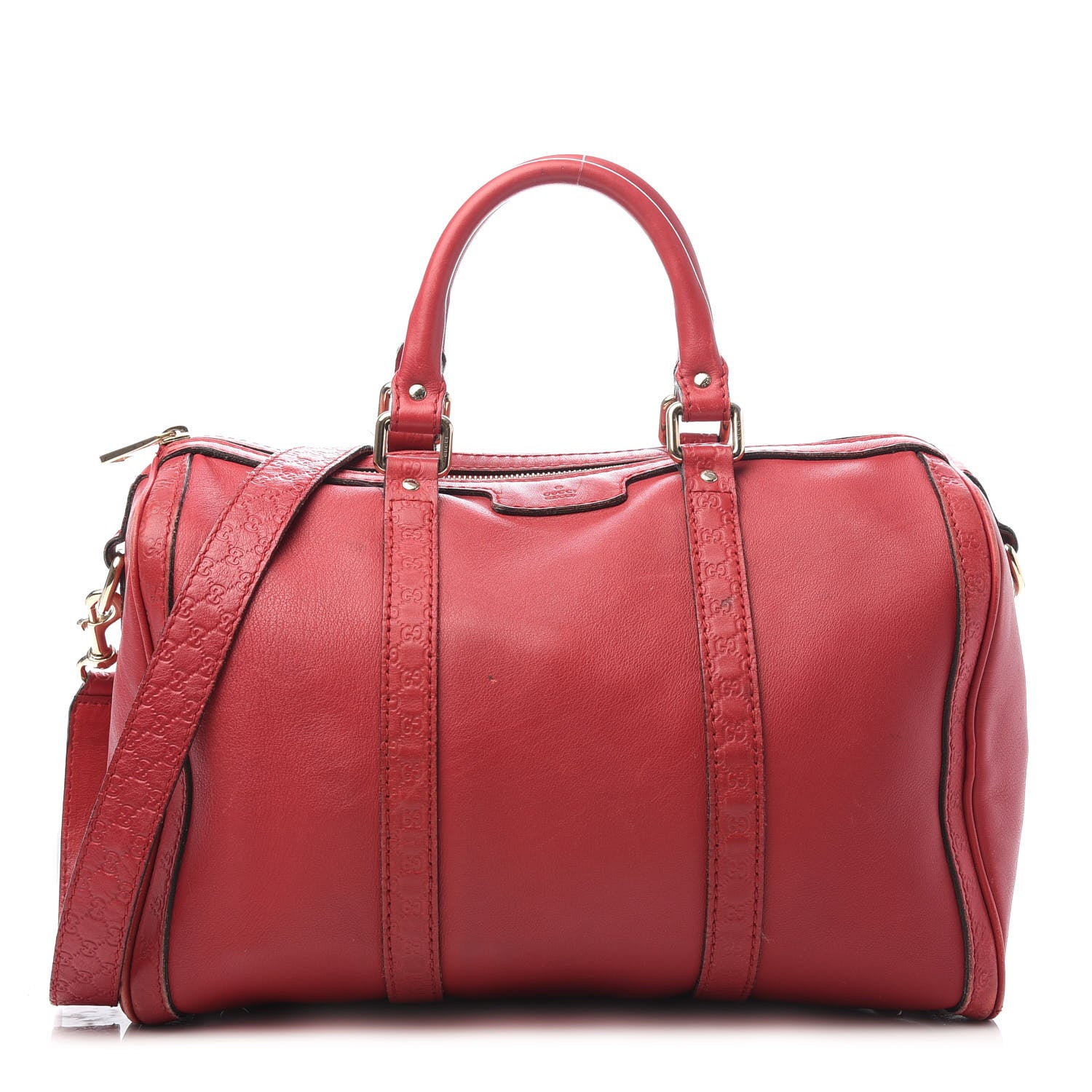 Gucci Calfskin Microguccissima Trim Medium Boston Raspberry Red 1 of 11