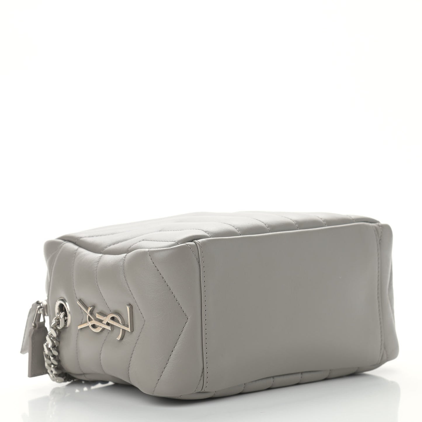Calfskin Y Quilted Monogram Small Loulou Bowling Bag Light Gray