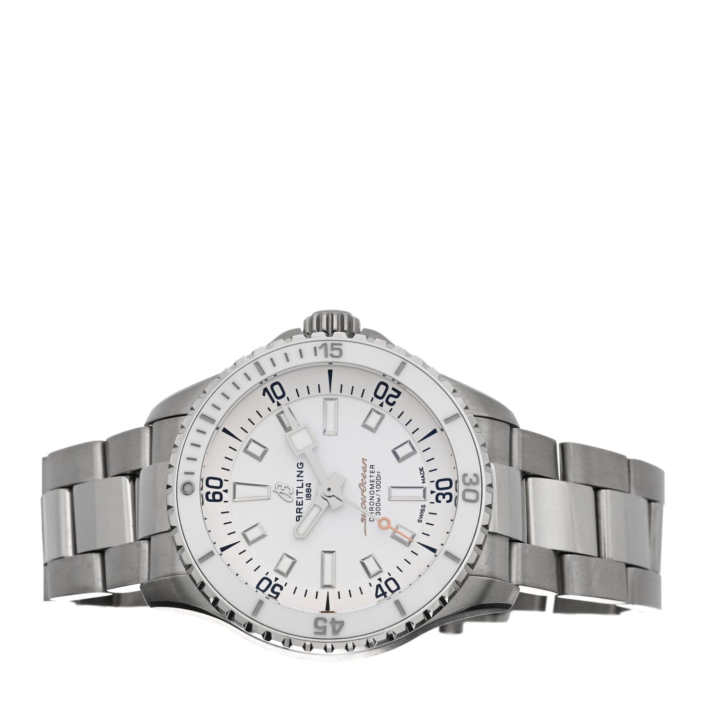 Stainless Steel 36mm Superocean II Automatic Watch White A17377211A1S1