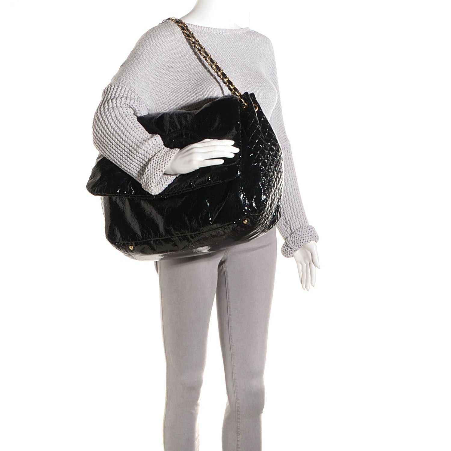 Chanel Vinyl Extra Large Rock and Chain Flap Black 2 of 7
