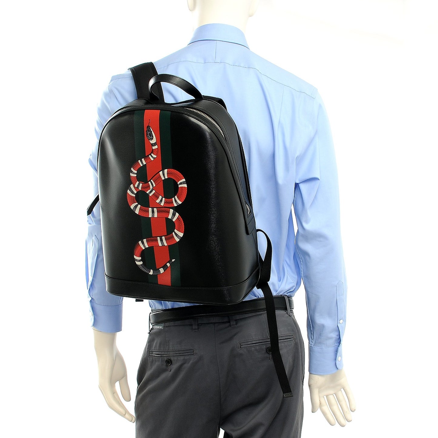 Calfskin Kingsnake Dome Backpack Black