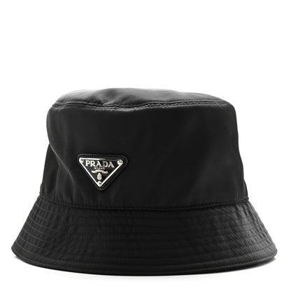 Prada Nylon Metal Triangle Logo Womens Bucket Hat M Black 1 of 10